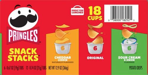 image:imagePringles Potato Crisps Chips Lunch Snacks Snack Cups Variety Pack 129oz Box 18 CupsOriginal SourCreamOnion Cheddar