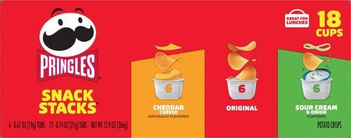 image:imagePringles Potato Crisps Chips Lunch Snacks Snack Cups Variety Pack 129oz Box 18 CupsOriginal SourCreamOnion Cheddar