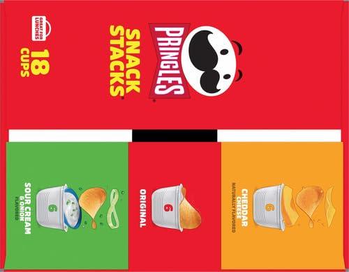 image:imagePringles Potato Crisps Chips Lunch Snacks Snack Cups Variety Pack 129oz Box 18 CupsOriginal SourCreamOnion Cheddar
