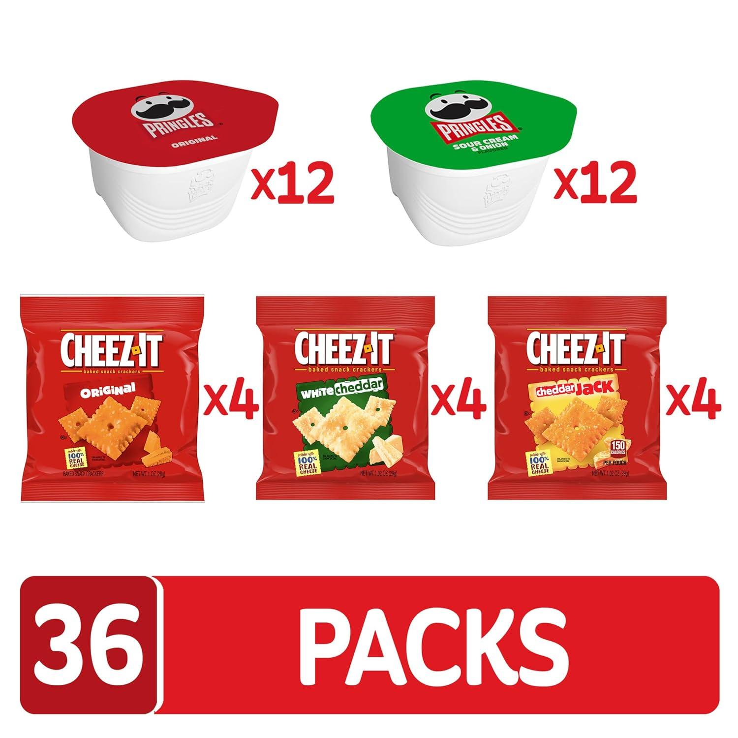 image:imagePringles Potato Crisps Chips Snack Stacks Lunch Snacks Variety Pack 36 CupsPringles CheezIt Variety