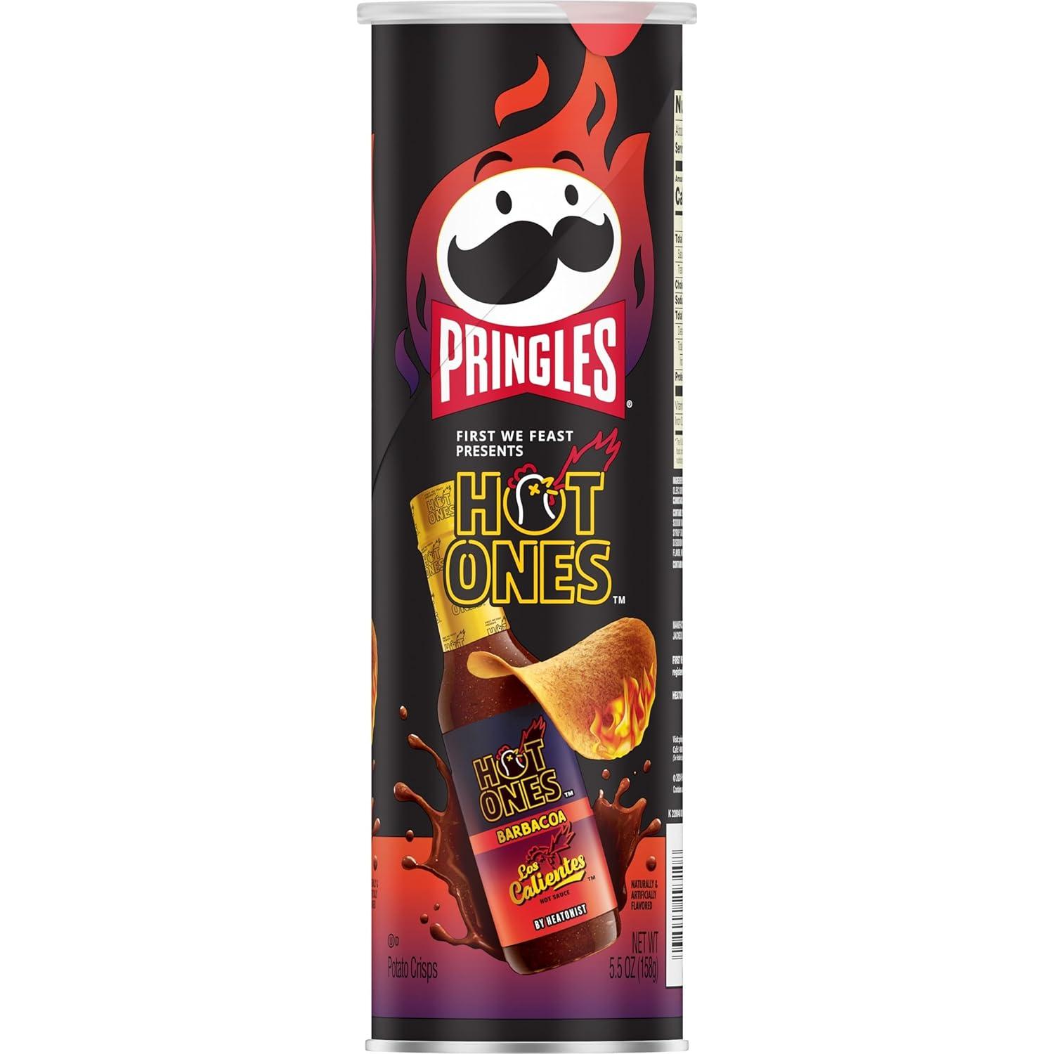 image:imagePringles Hot Ones Los Calientes Potato Crisps Chips Barbacoa Spicy Snacks Hot Sauce Inspired 55oz Can 1 Can