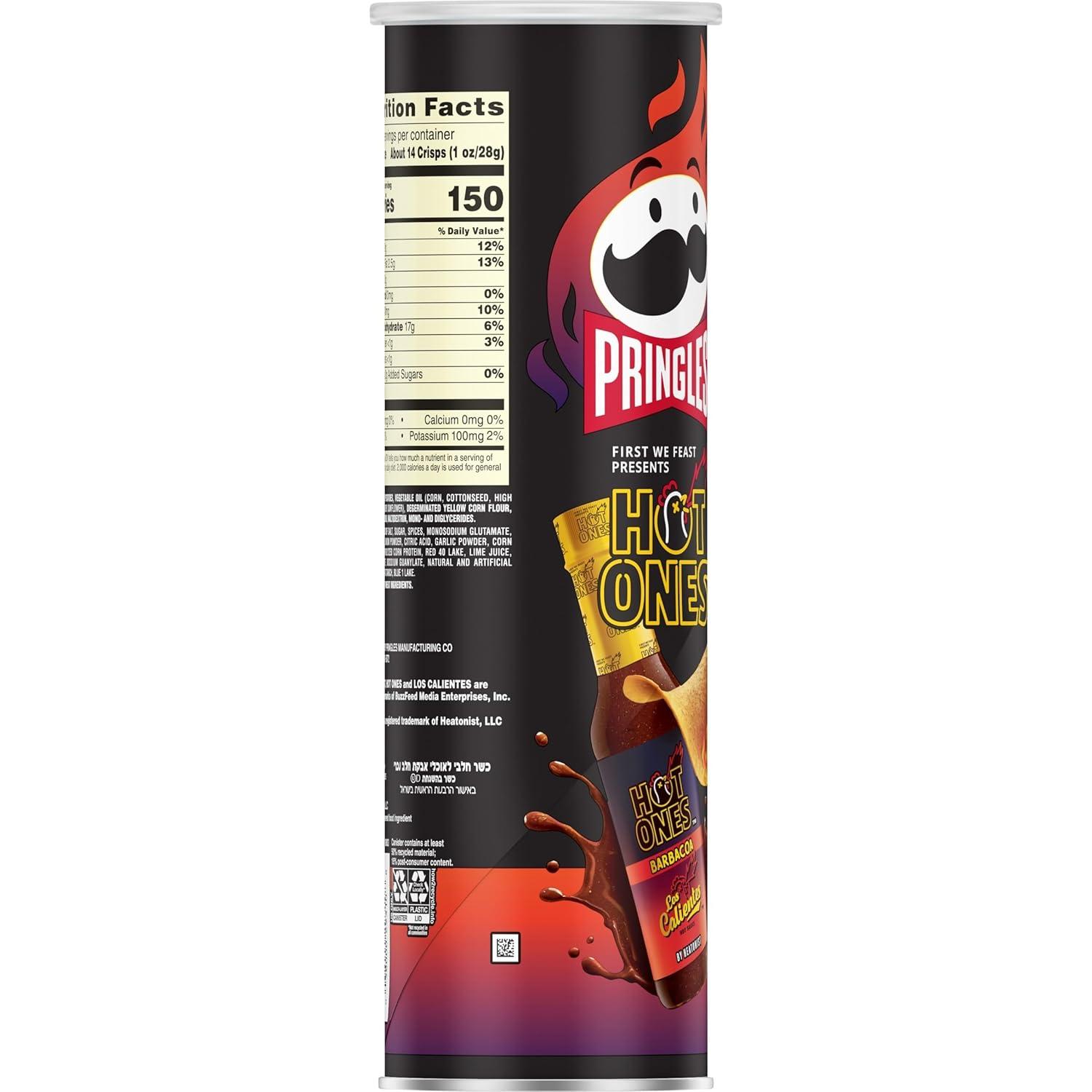 image:imagePringles Hot Ones Los Calientes Potato Crisps Chips Barbacoa Spicy Snacks Hot Sauce Inspired 55oz Can 1 Can