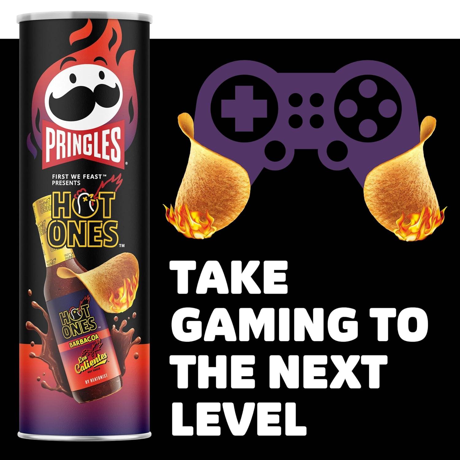 image:imagePringles Hot Ones Los Calientes Potato Crisps Chips Barbacoa Spicy Snacks Hot Sauce Inspired 55oz Can 1 Can