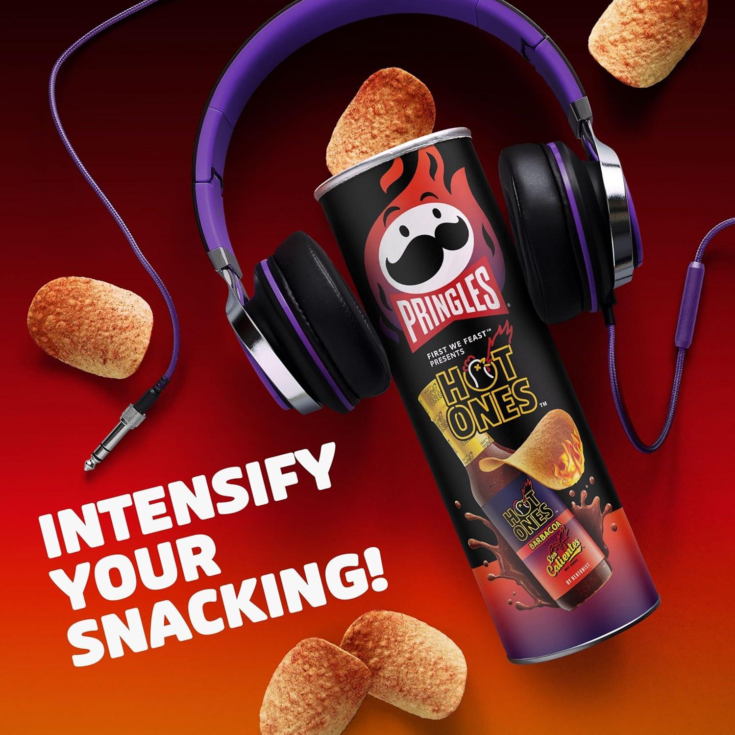 image:imagePringles Hot Ones Los Calientes Potato Crisps Chips Barbacoa Spicy Snacks Hot Sauce Inspired 55oz Can 1 Can