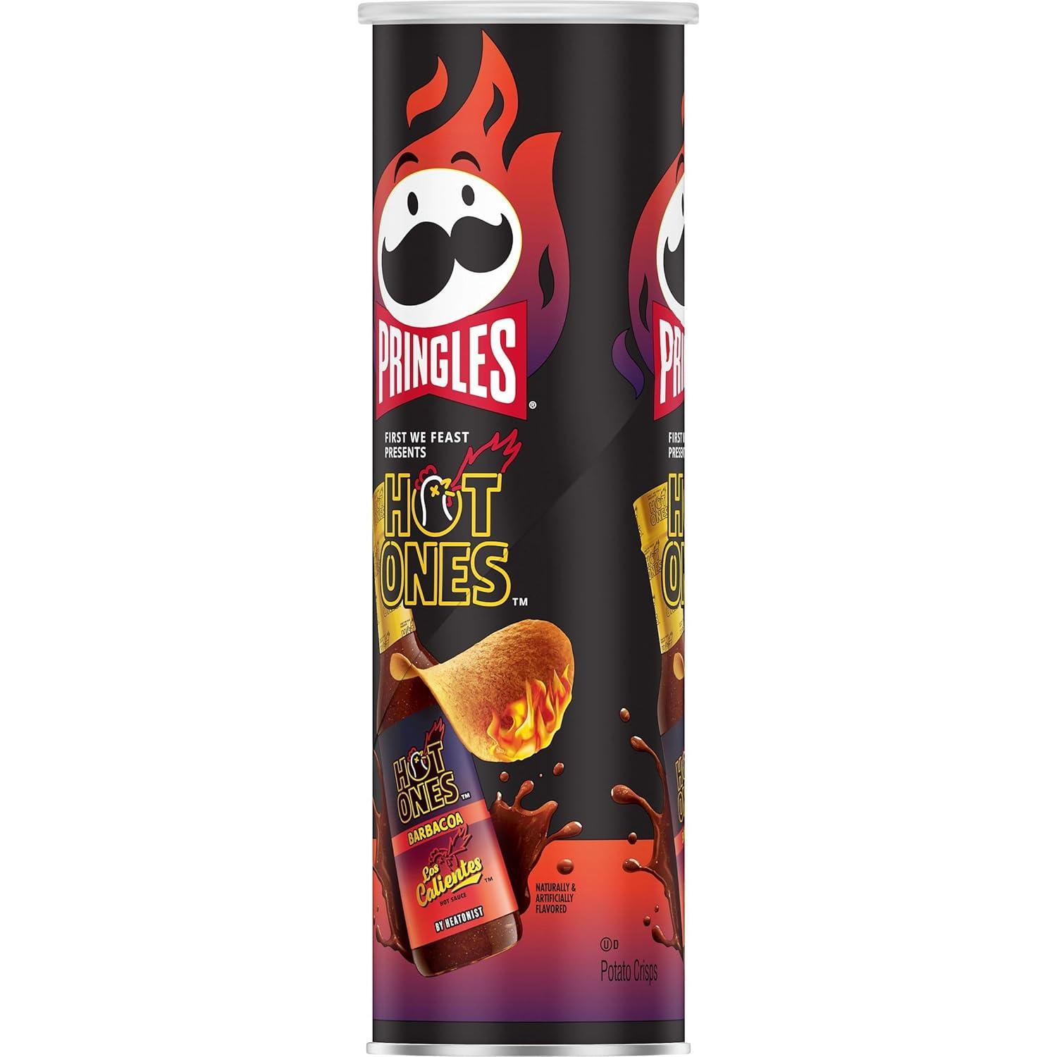 image:imagePringles Hot Ones Los Calientes Potato Crisps Chips Barbacoa Spicy Snacks Hot Sauce Inspired 55oz Can 1 Can