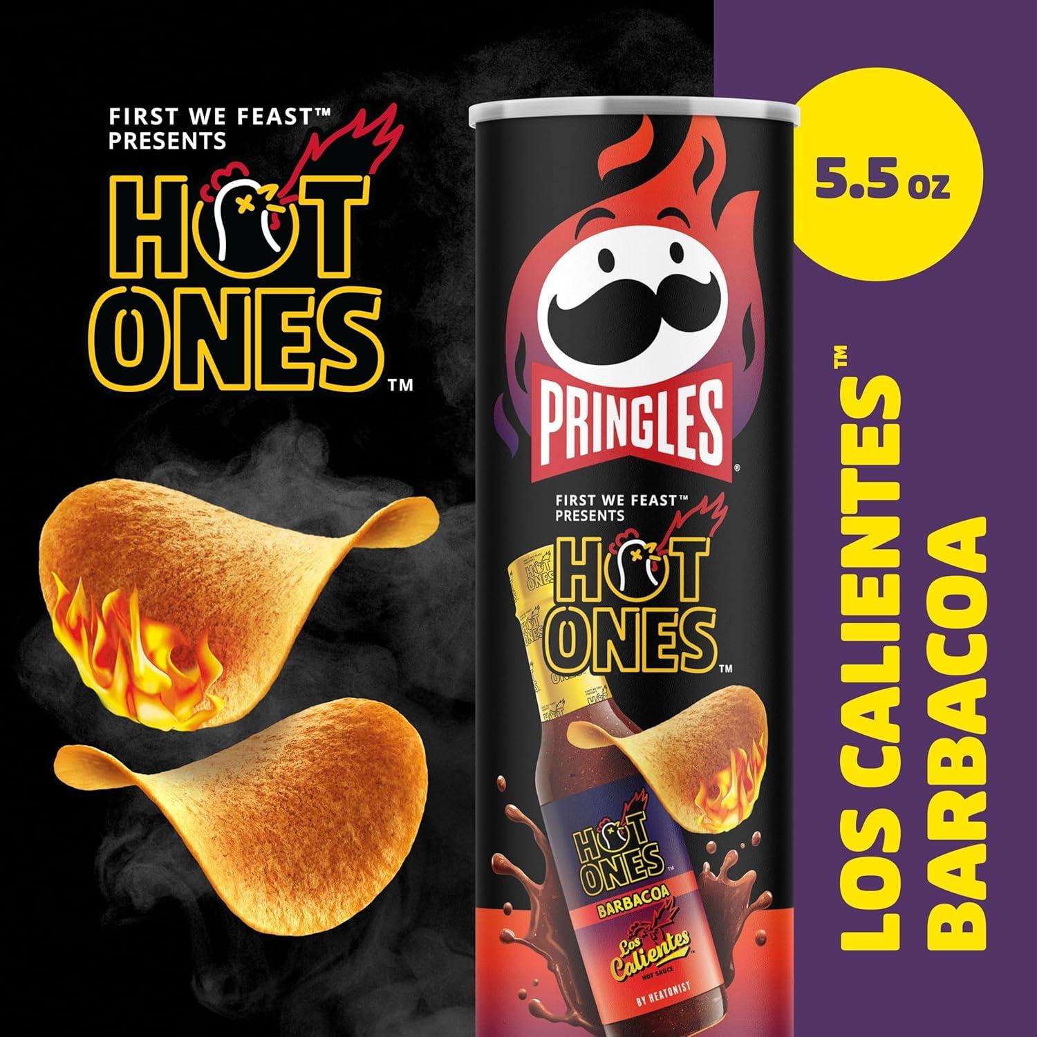 image:imagePringles Hot Ones Los Calientes Potato Crisps Chips Barbacoa Spicy Snacks Hot Sauce Inspired 55oz Can 1 Can