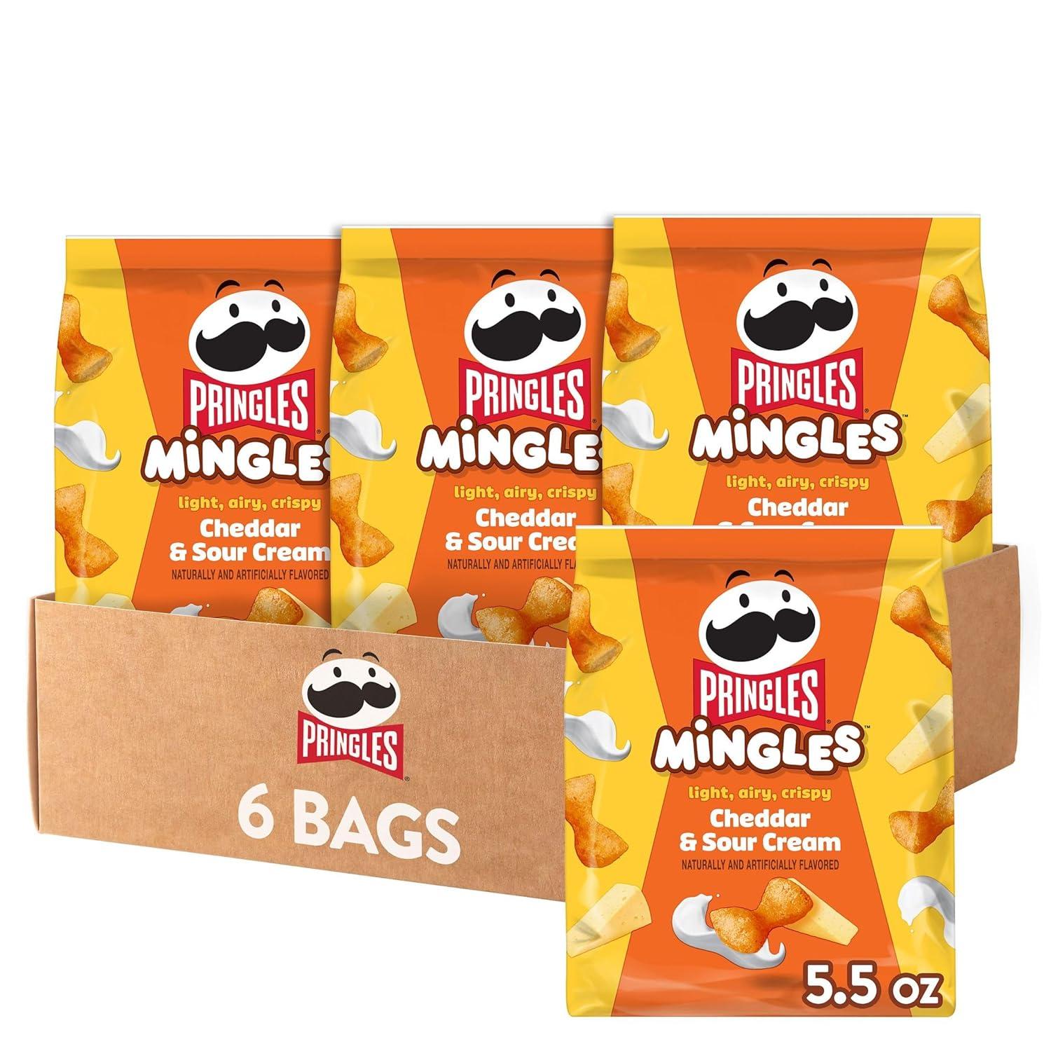 image:imagePringles Mingles Puffed Snacks Cheddar and Sour Cream Cheese Puffs Salty Snacks 6 BagsCheddar Sour Cream