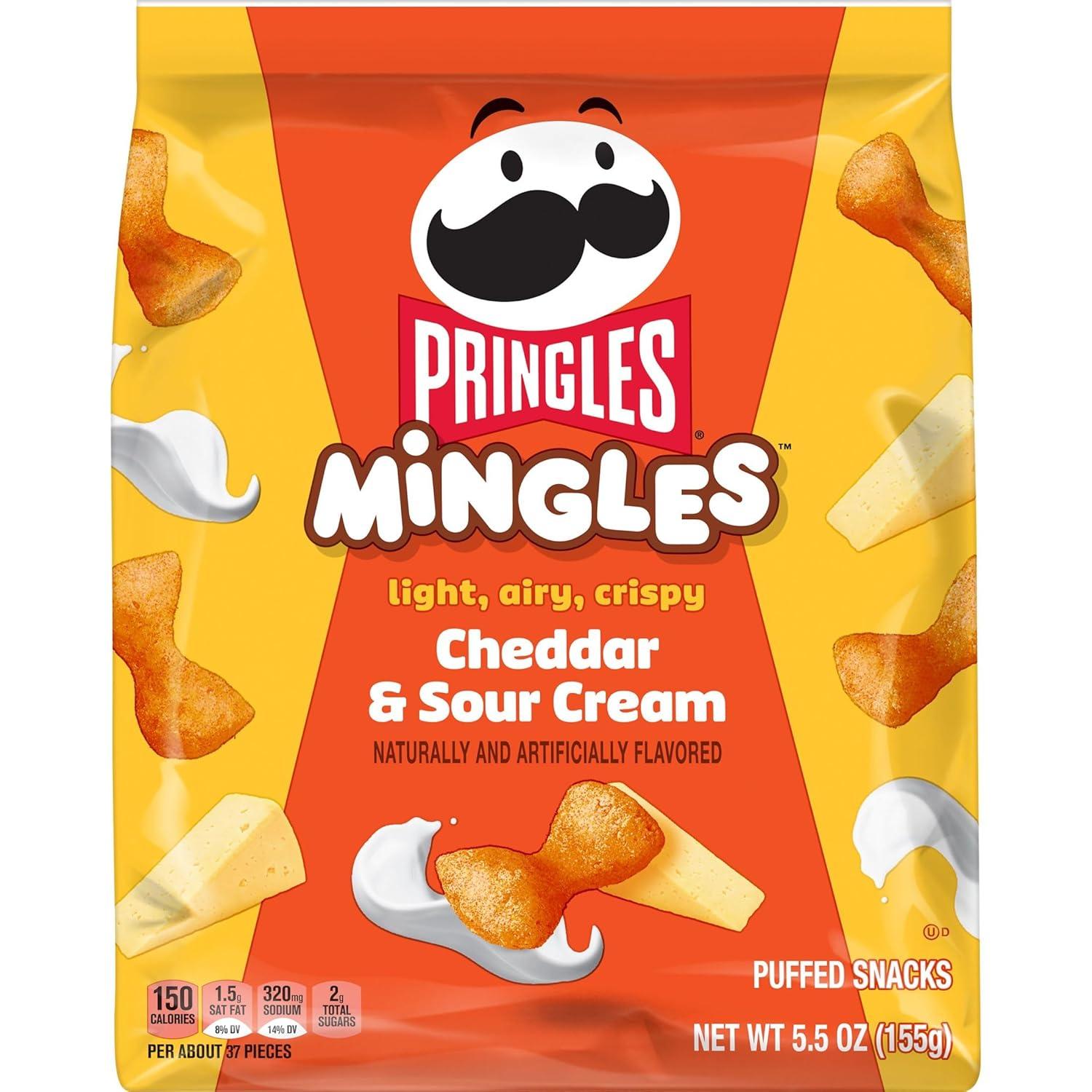 image:imagePringles Mingles Puffed Snacks Cheddar and Sour Cream Cheese Puffs Salty Snacks 6 BagsCheddar Sour Cream
