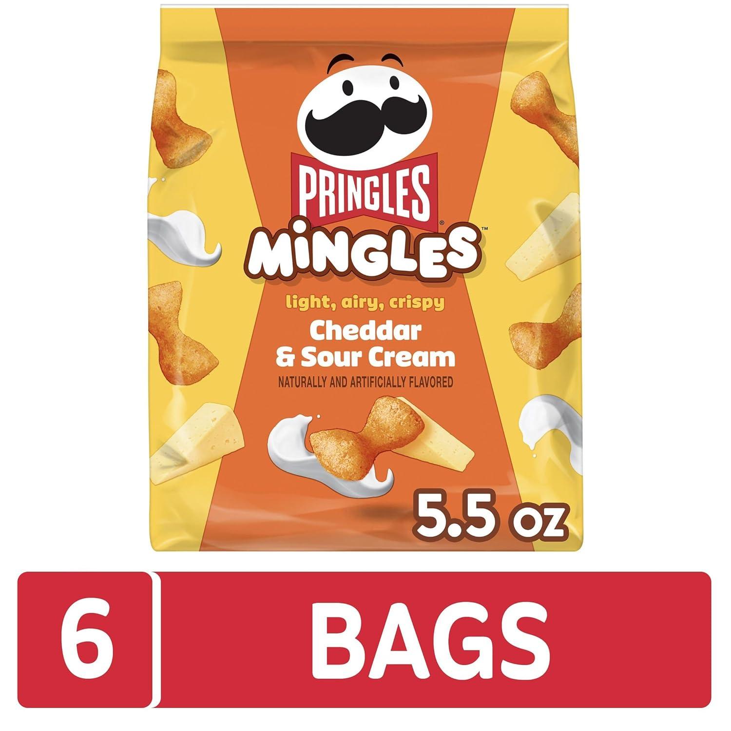 image:imagePringles Mingles Puffed Snacks Cheddar and Sour Cream Cheese Puffs Salty Snacks 6 BagsCheddar Sour Cream