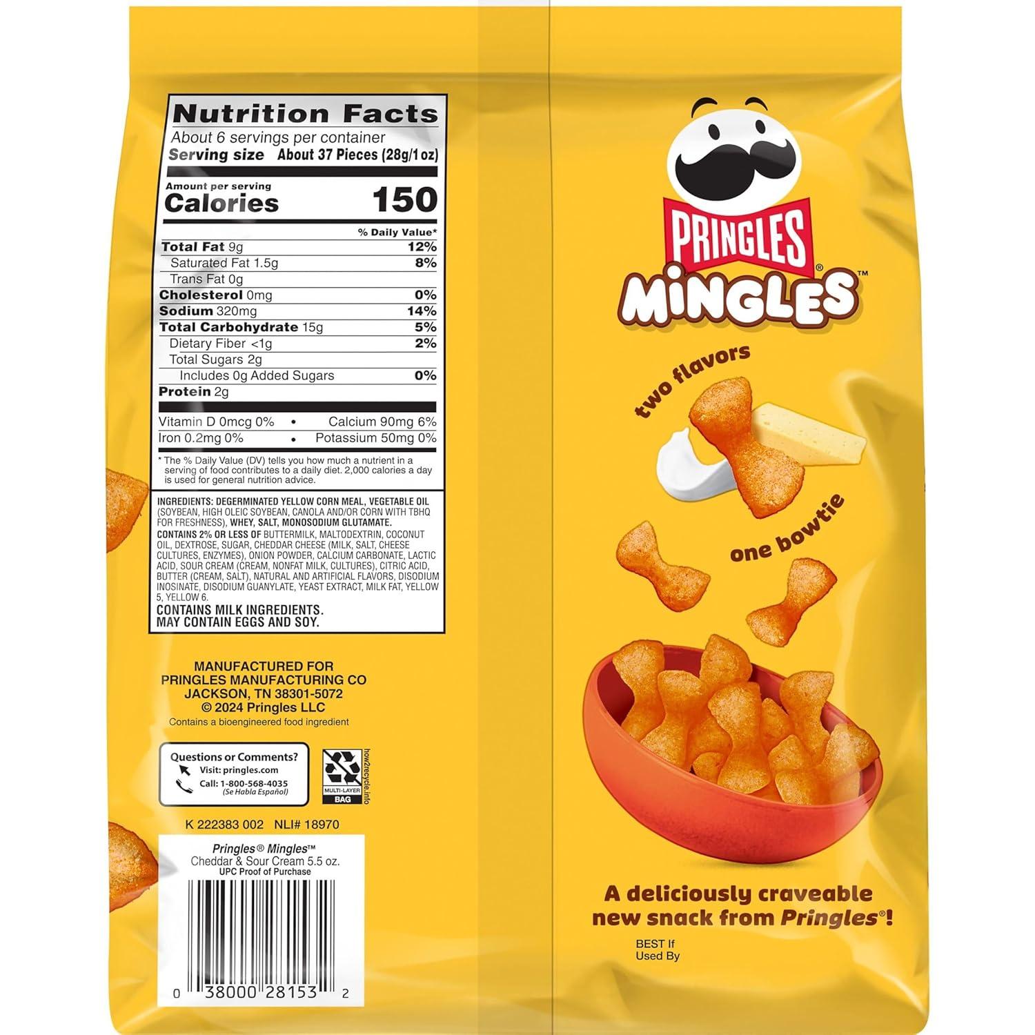 image:imagePringles Mingles Puffed Snacks Cheddar and Sour Cream Cheese Puffs Salty Snacks 6 BagsCheddar Sour Cream