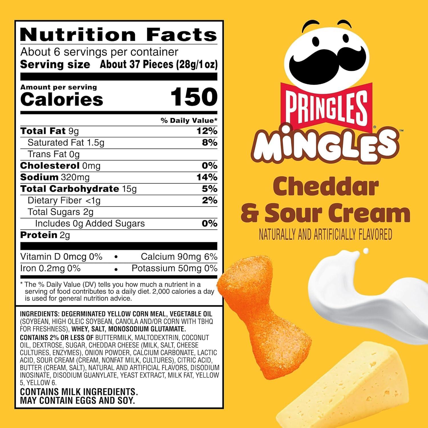 image:imagePringles Mingles Puffed Snacks Cheddar and Sour Cream Cheese Puffs Salty Snacks 6 BagsCheddar Sour Cream