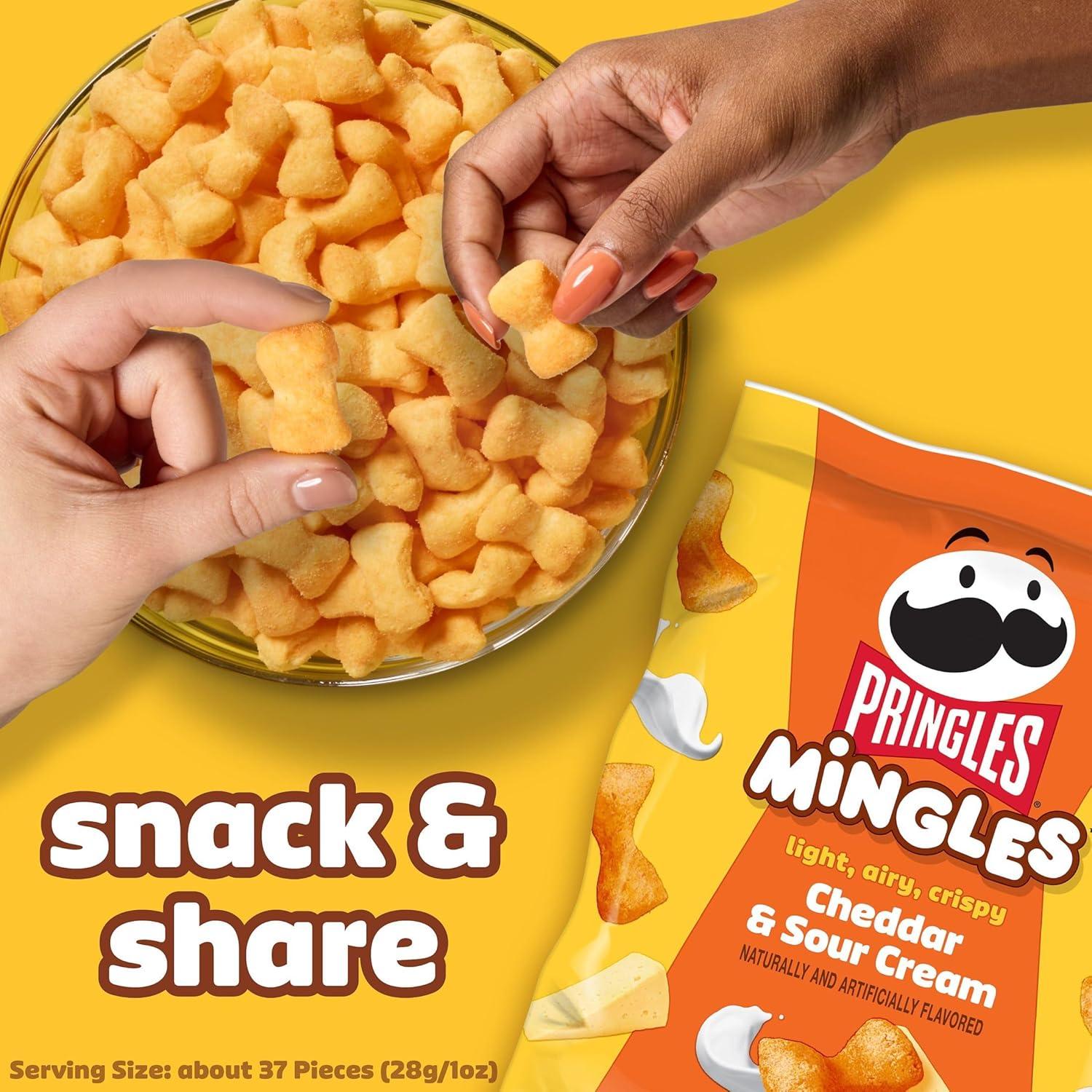 image:imagePringles Mingles Puffed Snacks Cheddar and Sour Cream Cheese Puffs Salty Snacks 6 BagsCheddar Sour Cream