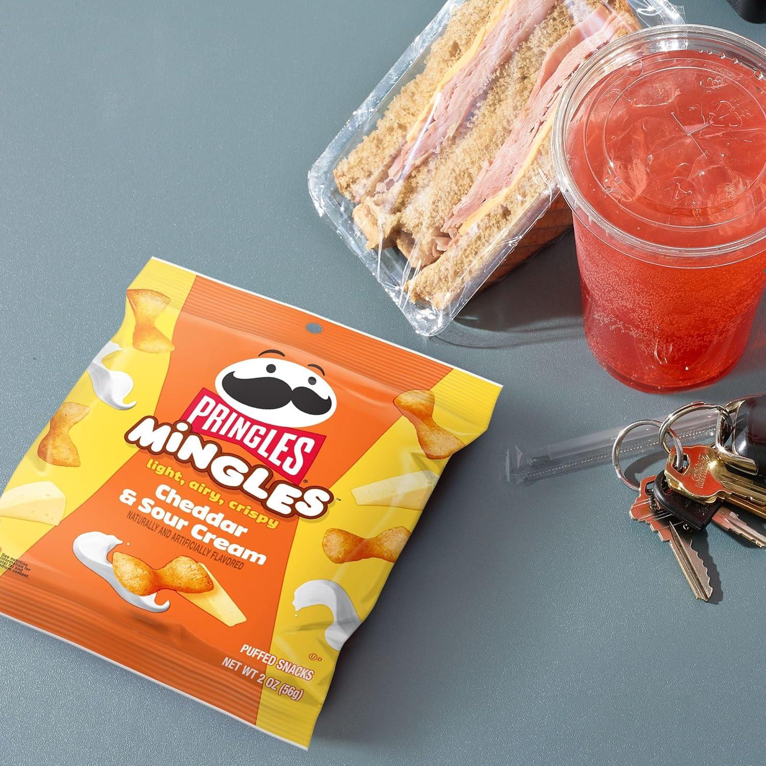image:imagePringles Mingles Puffed Snacks Cheddar and Sour Cream Cheese Puffs Salty Snacks 6 BagsCheddar Sour Cream