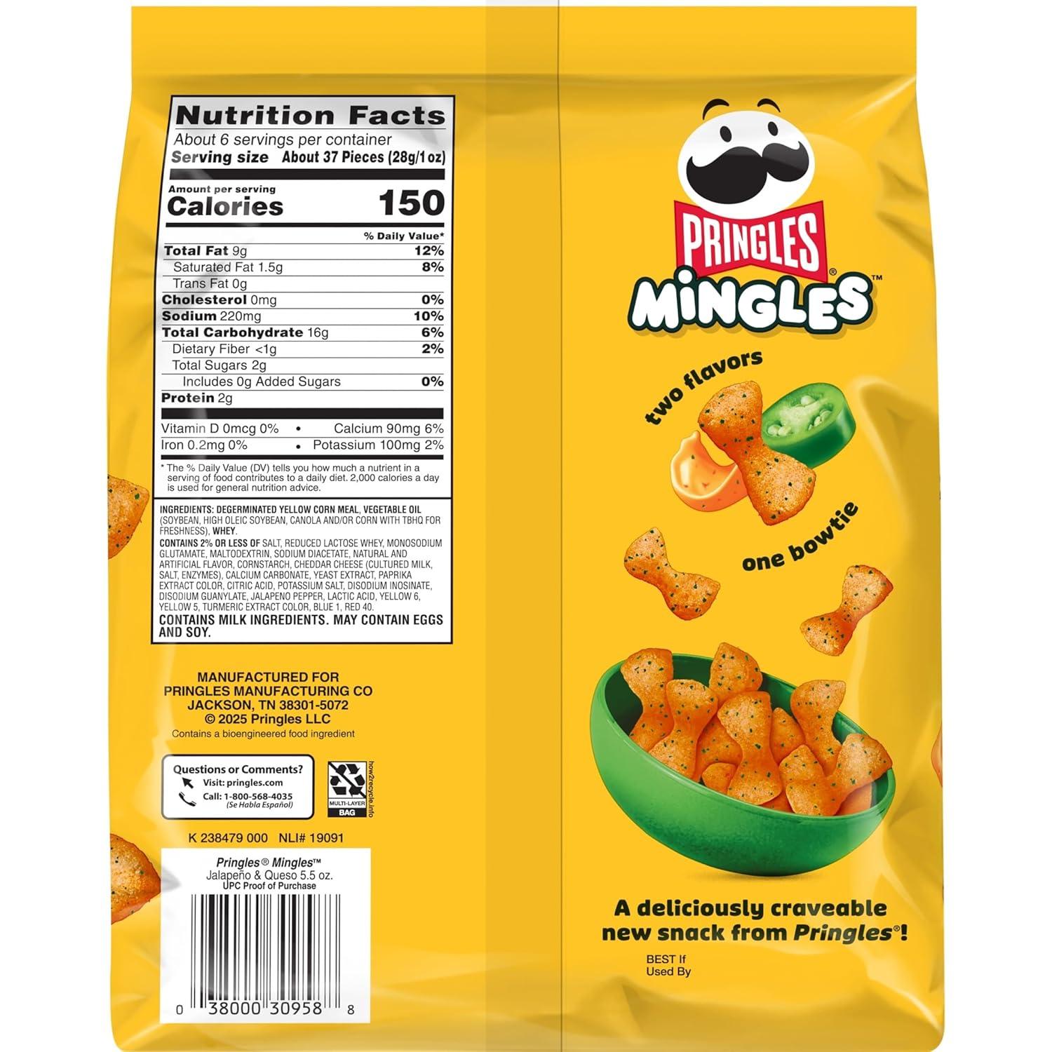 image:imagePringles Mingles Puffed Snacks Variety Pack Cheese Puffs Salty Snacks 3 BagsJalapeno Queso