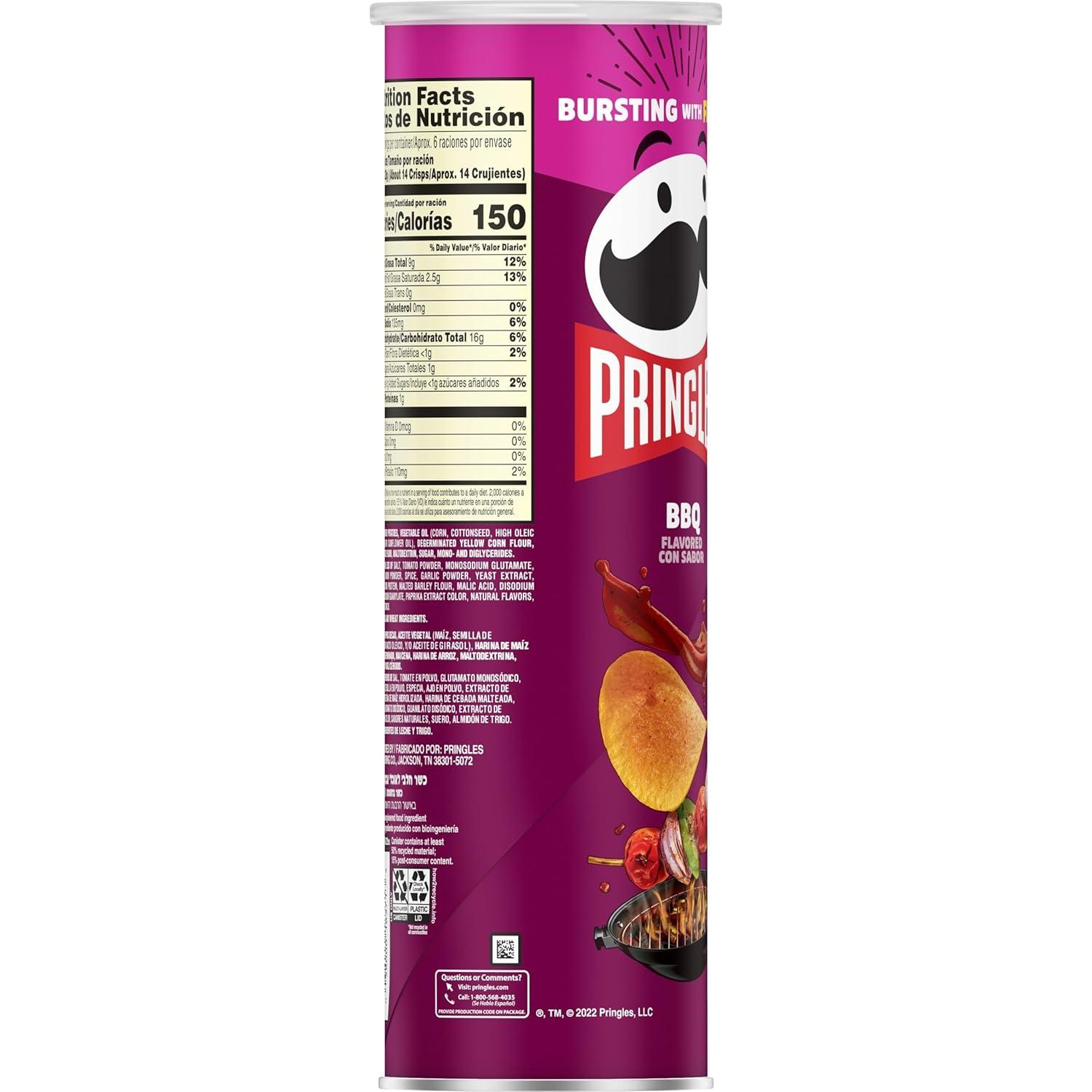 image:imagePringles Potato Crisps Chips Lunch Snacks OnTheGo Snacks BBQ 55oz Can 1 Can