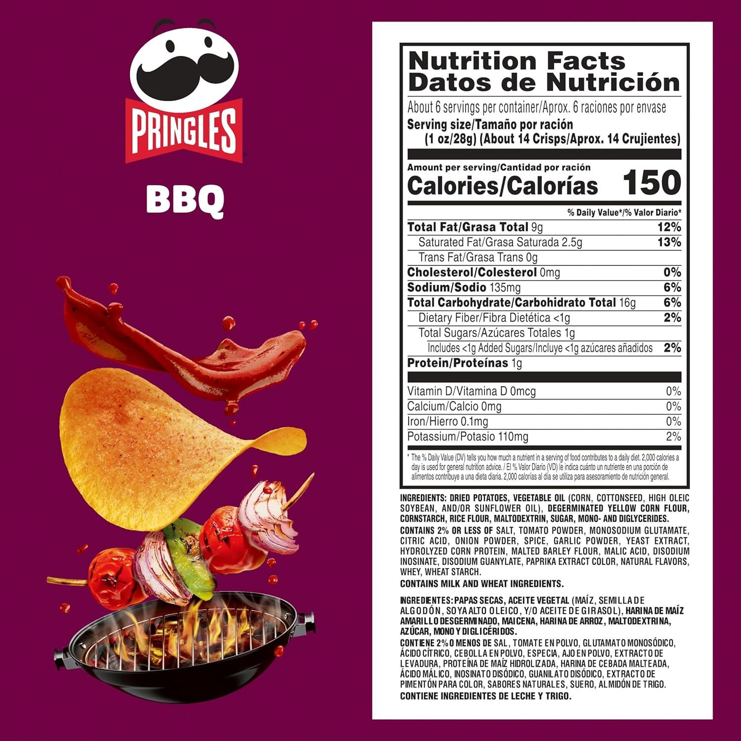 image:imagePringles Potato Crisps Chips Lunch Snacks OnTheGo Snacks BBQ 55oz Can 1 Can