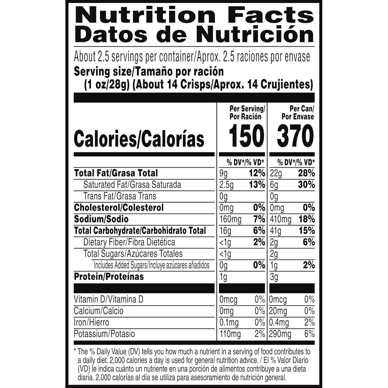 image:imagePringles Potato Crisps Chips Lunch Snacks OnTheGo Snacks Grab n Go Salt and Vinegar 12 CansSour Cream Onion