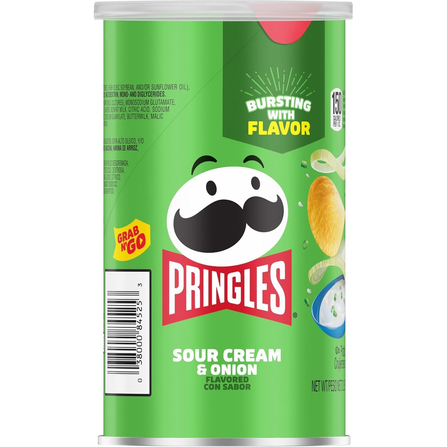 image:imagePringles Potato Crisps Chips Lunch Snacks OnTheGo Snacks Grab n Go Salt and Vinegar 12 CansSour Cream Onion