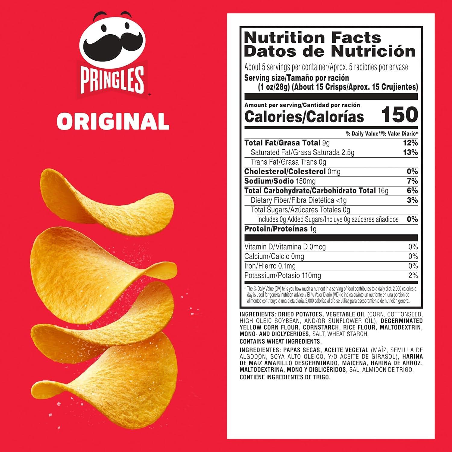 image:imagePringles Potato Crisps Chips Lunch Snacks OnTheGo Snacks Original 52oz Can 1 Can