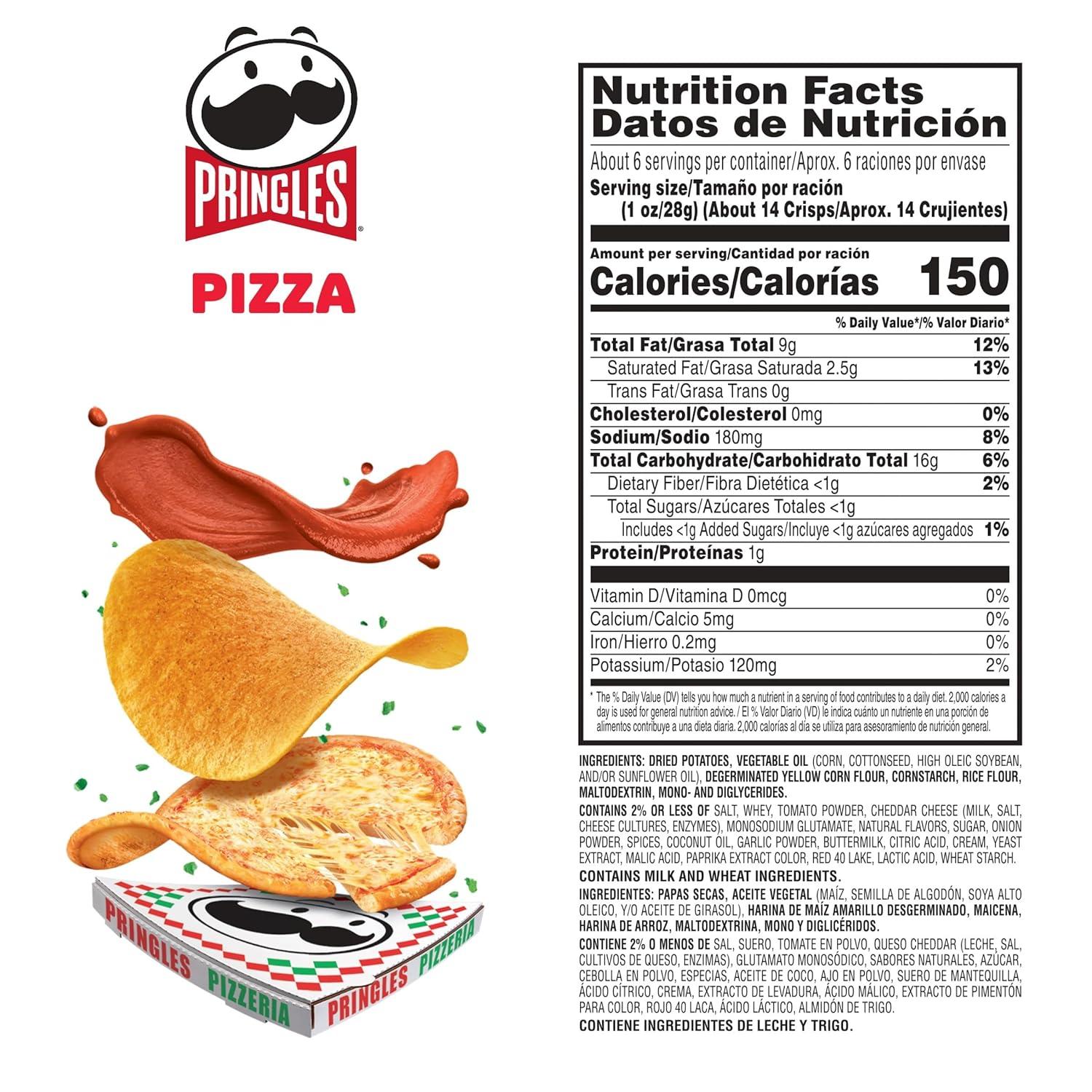 image:imagePringles Potato Crisps Chips Lunch Snacks OnTheGo Snacks Pizza 55oz Can 1 Can55 Ounce Pack of 1