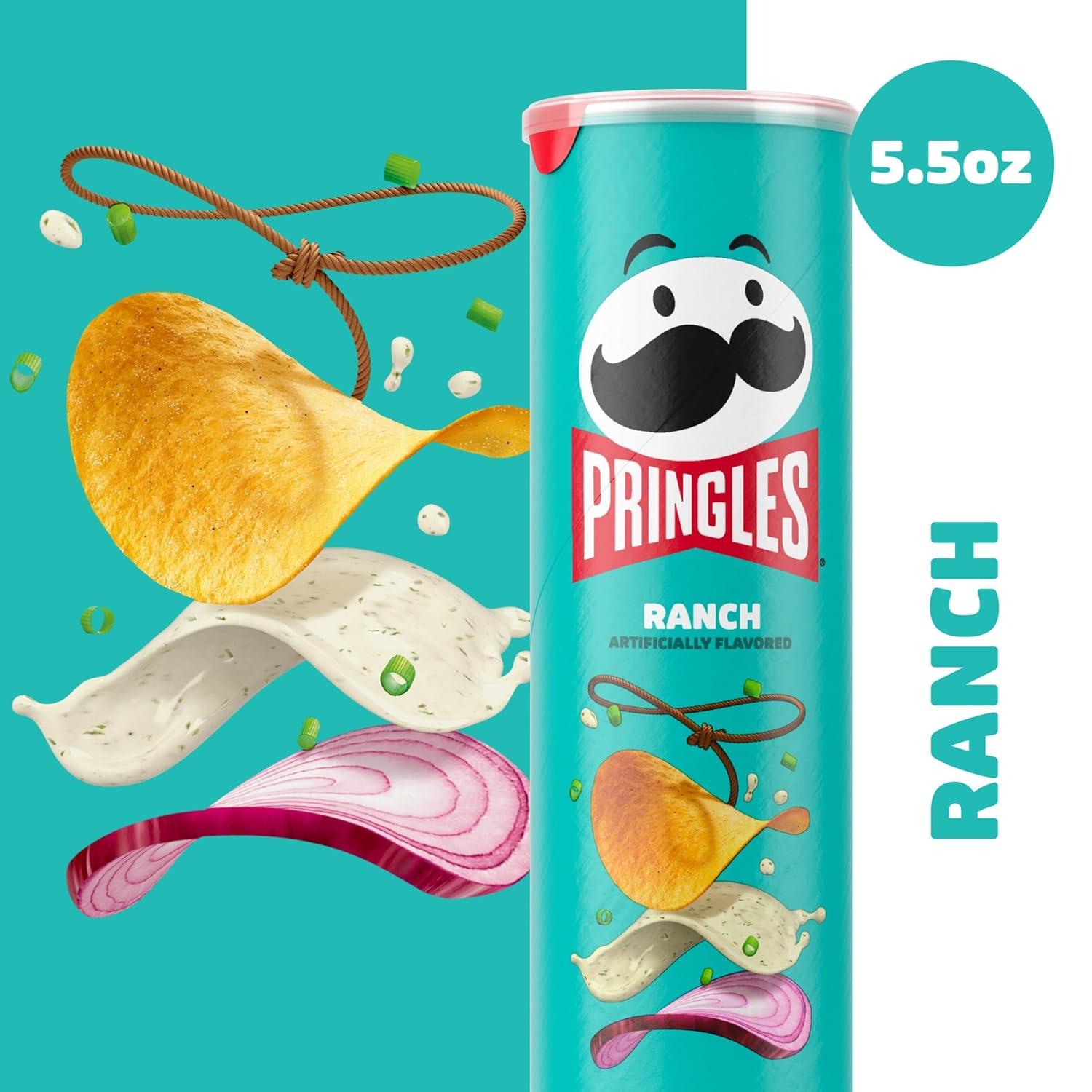 image:imagePringles Potato Crisps Chips Lunch Snacks OnTheGo Snacks Ranch 55oz Can 1 Can55 Ounce Pack of 1