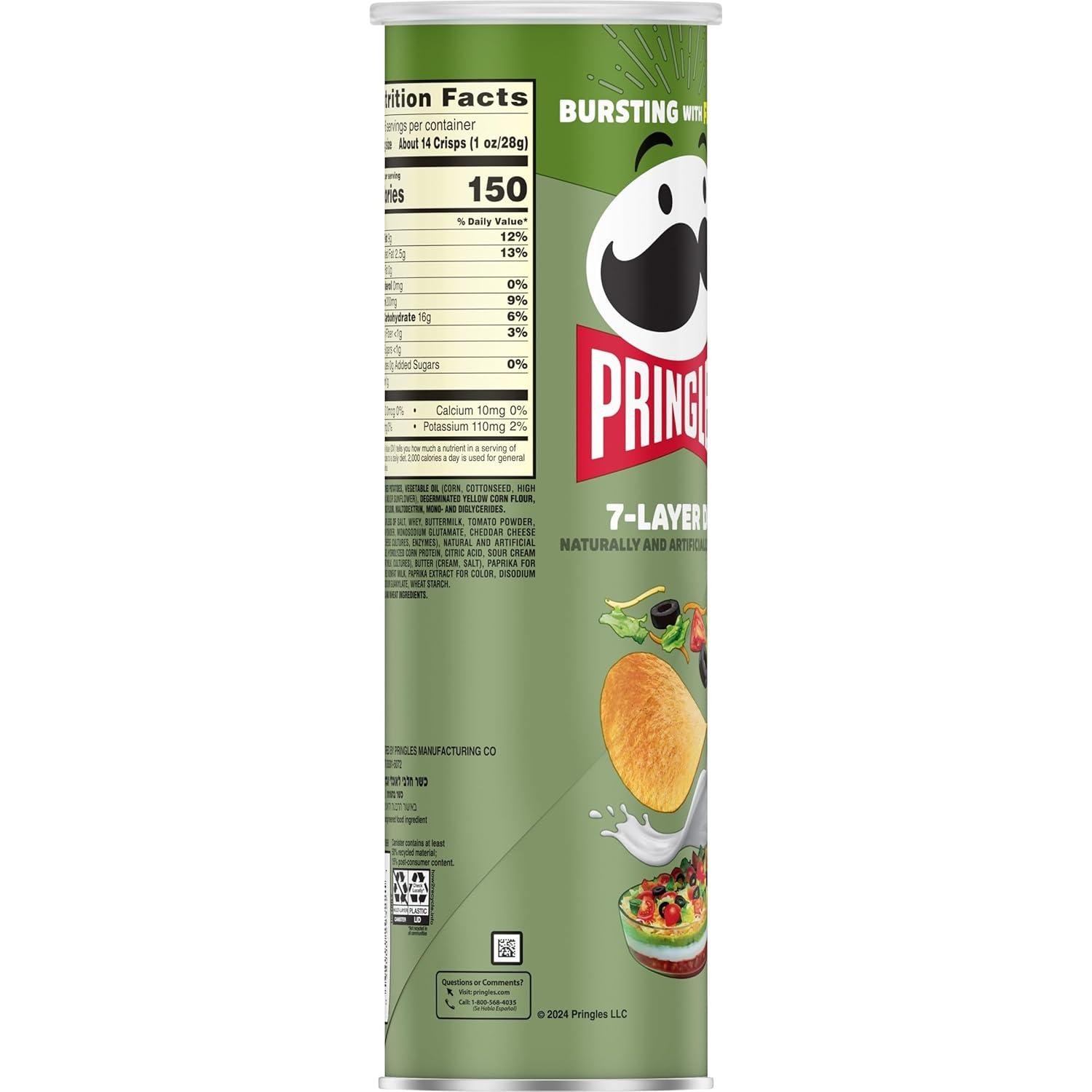 image:imagePringles Potato Crisps Chips Lunch Snacks OntheGo Snacks 7Layer Dip 55oz Can 1 Can