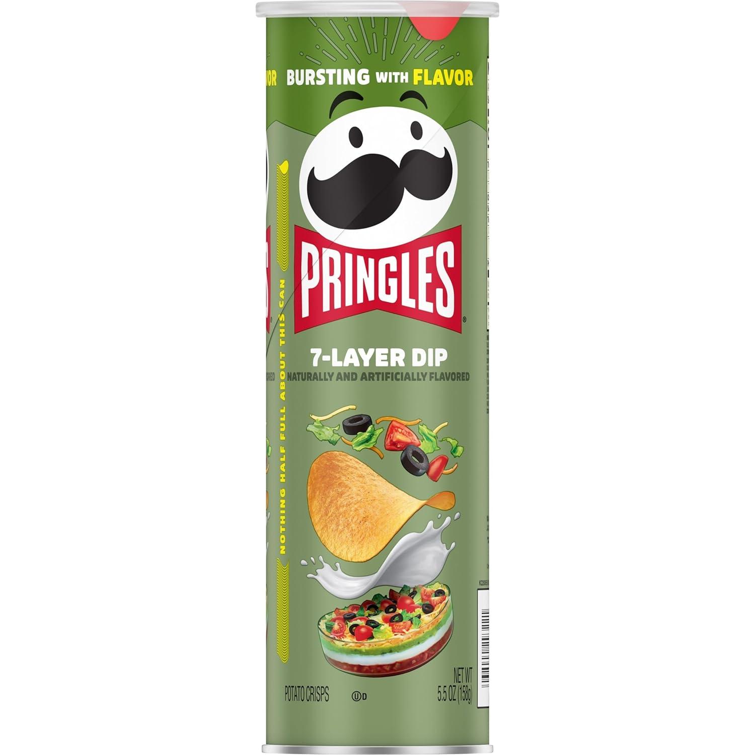 image:imagePringles Potato Crisps Chips Lunch Snacks OntheGo Snacks 7Layer Dip 55oz Can 1 Can