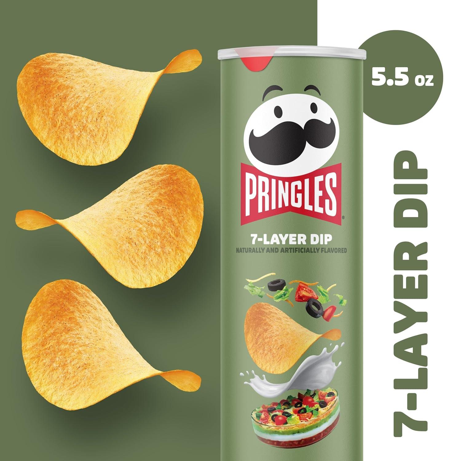 image:imagePringles Potato Crisps Chips Lunch Snacks OntheGo Snacks 7Layer Dip 55oz Can 1 Can