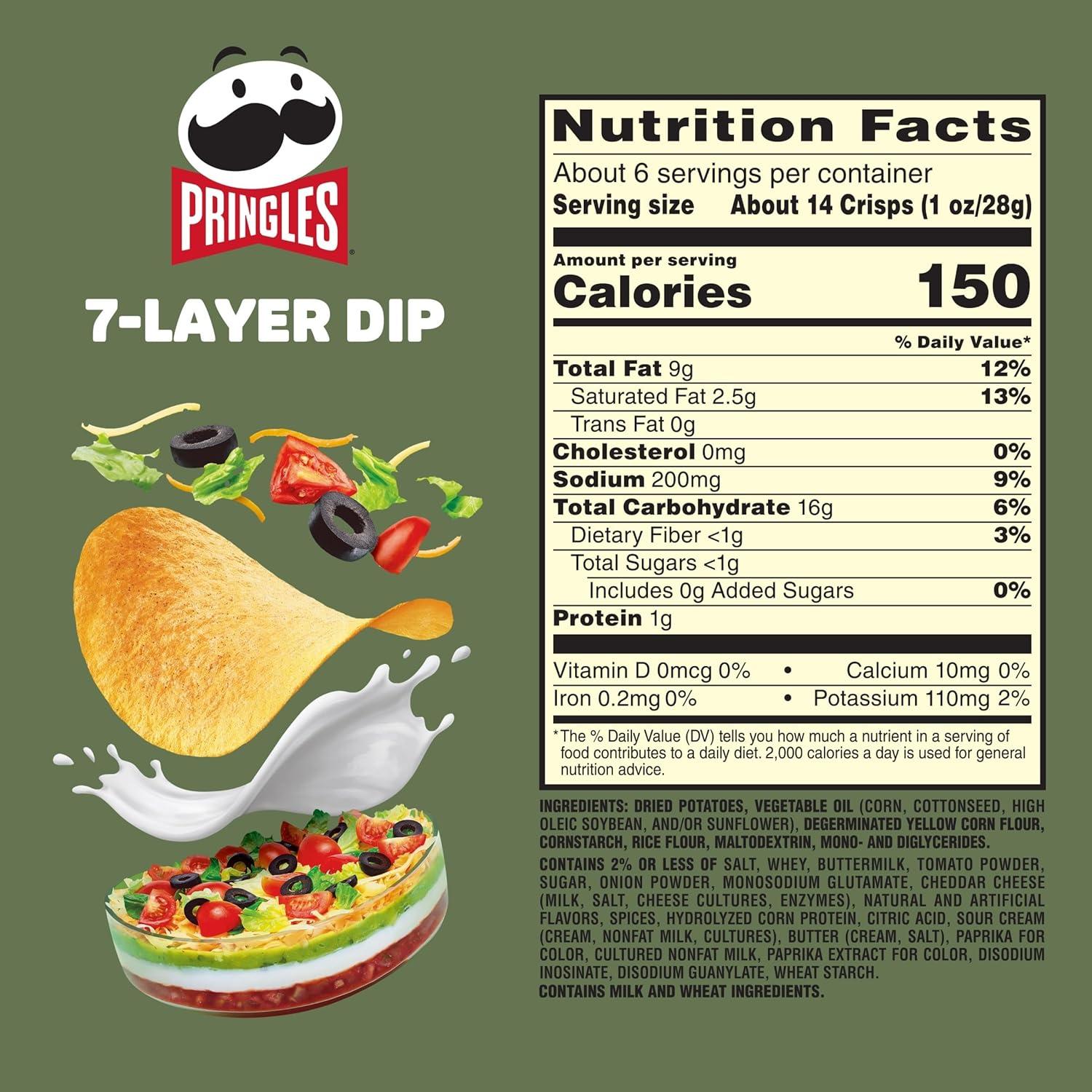 image:imagePringles Potato Crisps Chips Lunch Snacks OntheGo Snacks 7Layer Dip 55oz Can 1 Can