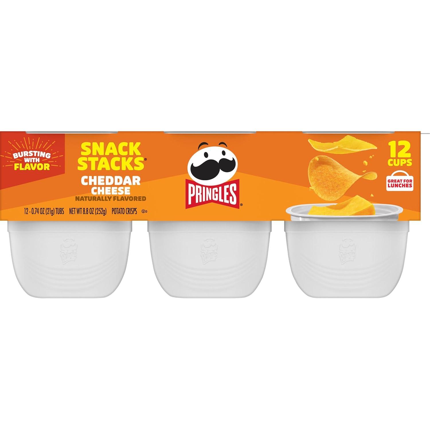 image:imagePringles Potato Crisps Chips Lunch Snacks Snack Cups Cheddar Cheese 88oz Tray 12 Cups