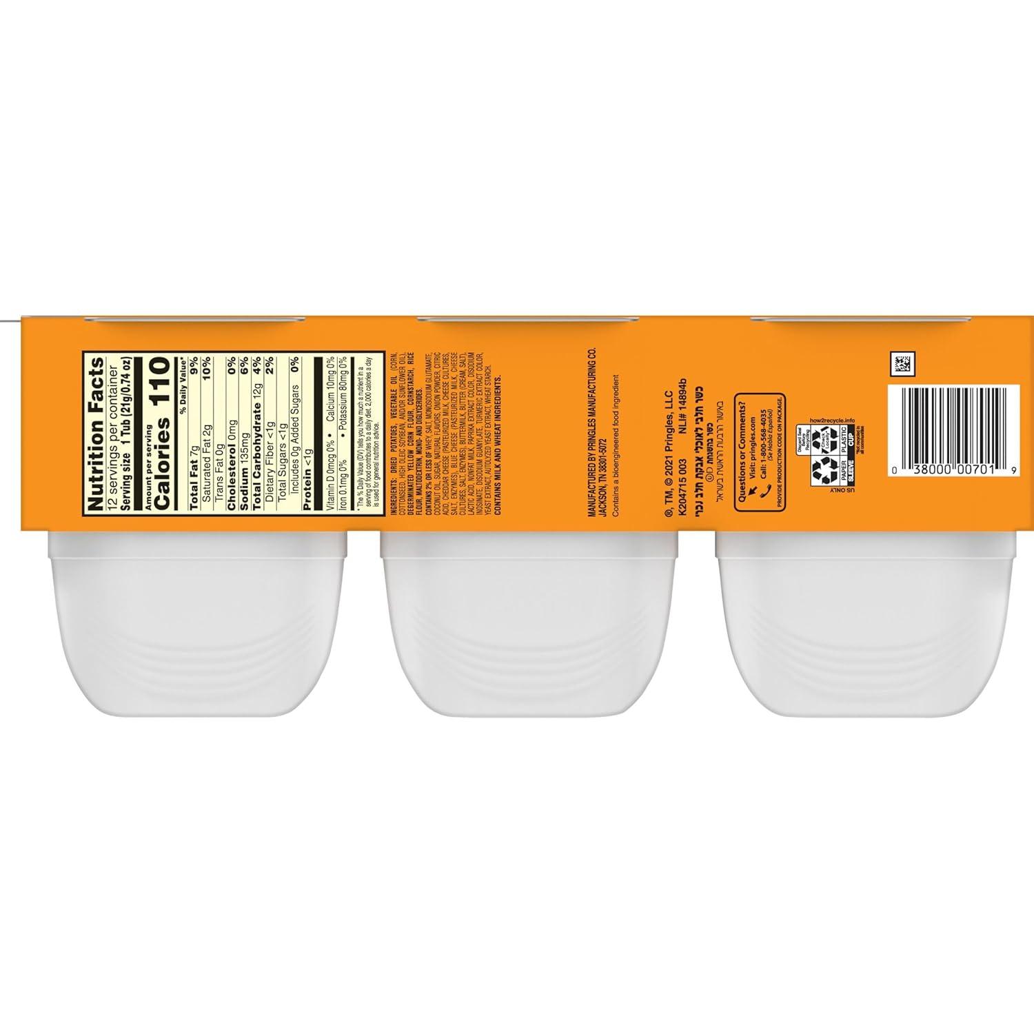 image:imagePringles Potato Crisps Chips Lunch Snacks Snack Cups Cheddar Cheese 88oz Tray 12 Cups