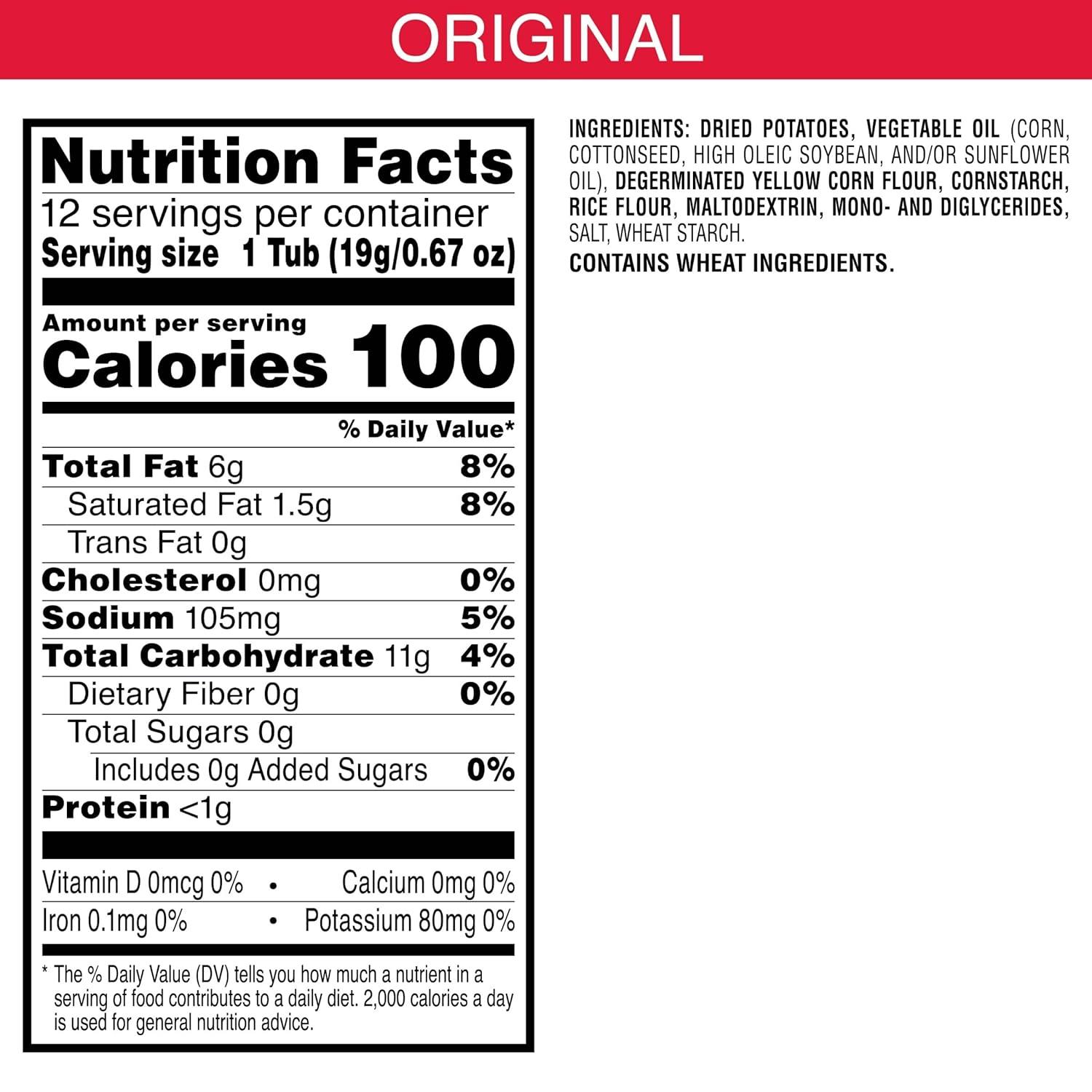 image:imagePringles Potato Crisps Chips Lunch Snacks Snack Cups Original 8oz Tray 12 Cups12 Count Pack of 1