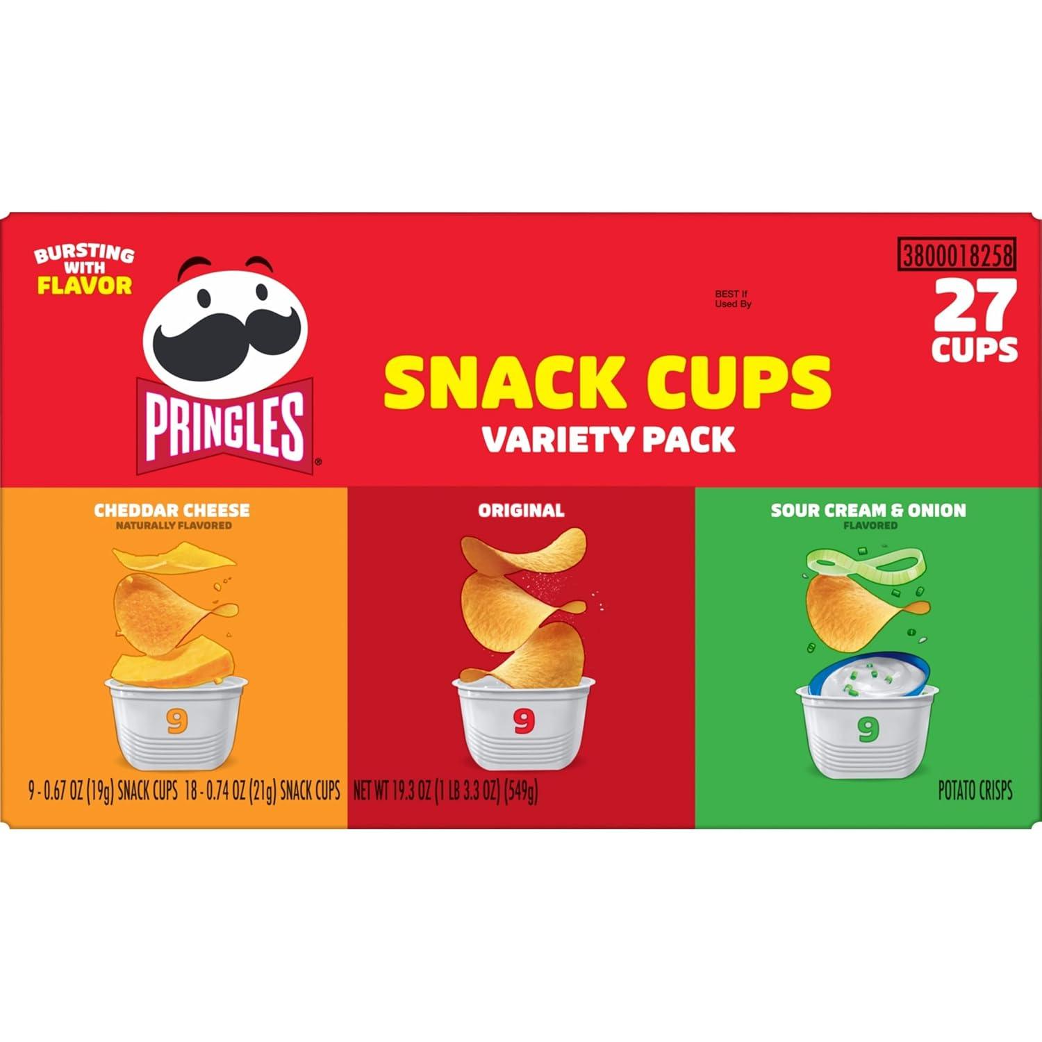 image:imagePringles Potato Crisps Chips Lunch Snacks Snack Cups Variety Pack 193oz Box 27 Cups3Flavor Variety