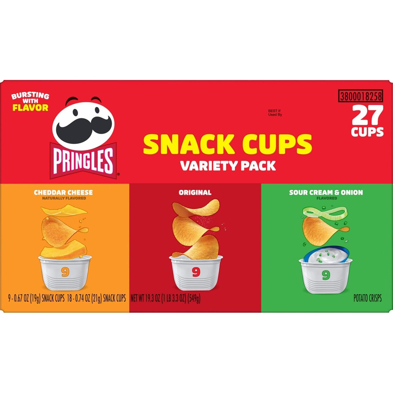 image:imagePringles Potato Crisps Chips Lunch Snacks Snack Cups Variety Pack 193oz Box 27 Cups3Flavor Variety