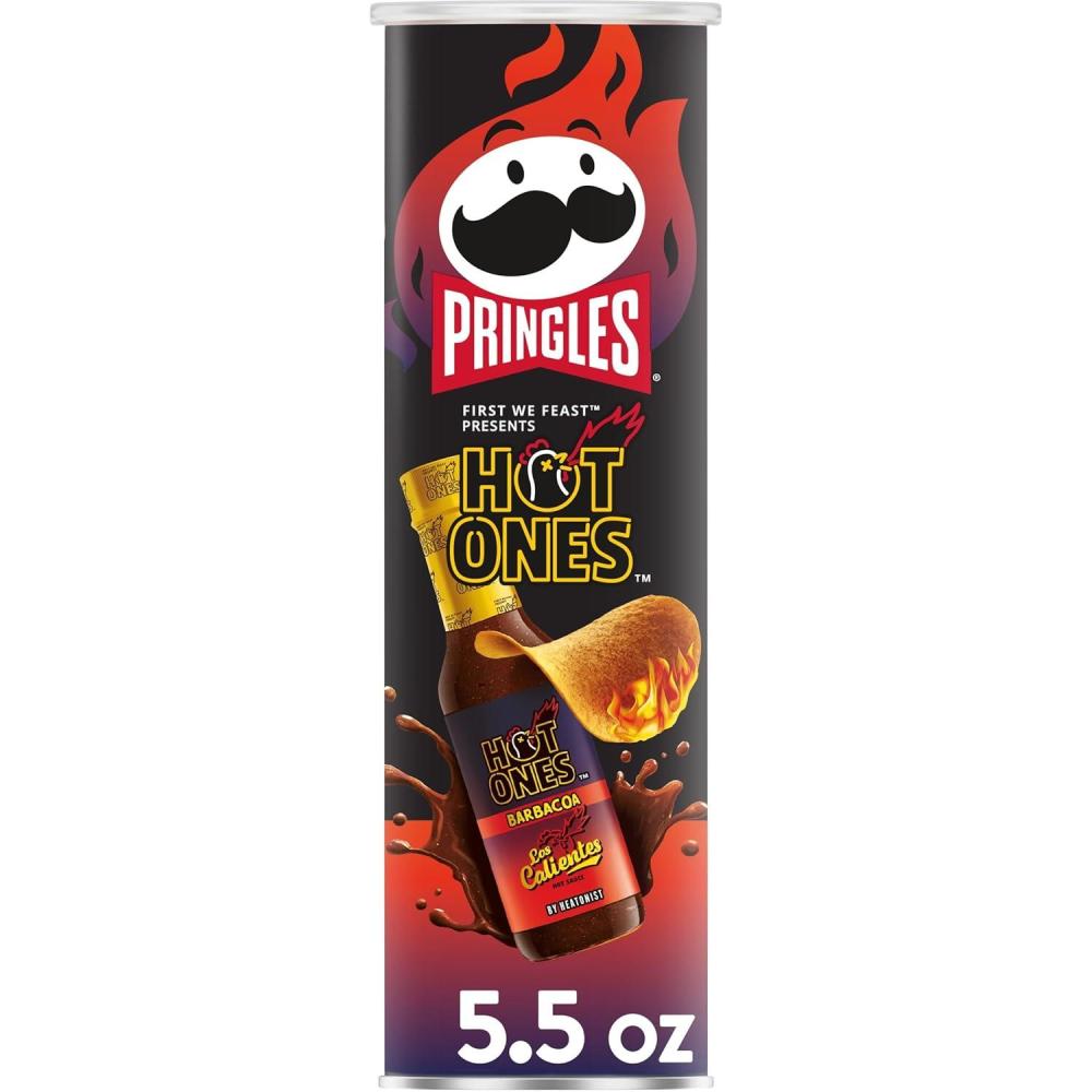 image:imagePringles Hot Ones Los Calientes Potato Crisps Chips Barbacoa Spicy Snacks Hot Sauce Inspired 55oz Can 1 Can