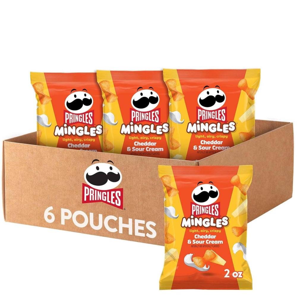 image:imagePringles Mingles Puffed Snacks Cheddar and Sour Cream Cheese Puffs Salty Snacks 6 BagsCheddar  Sour Cream