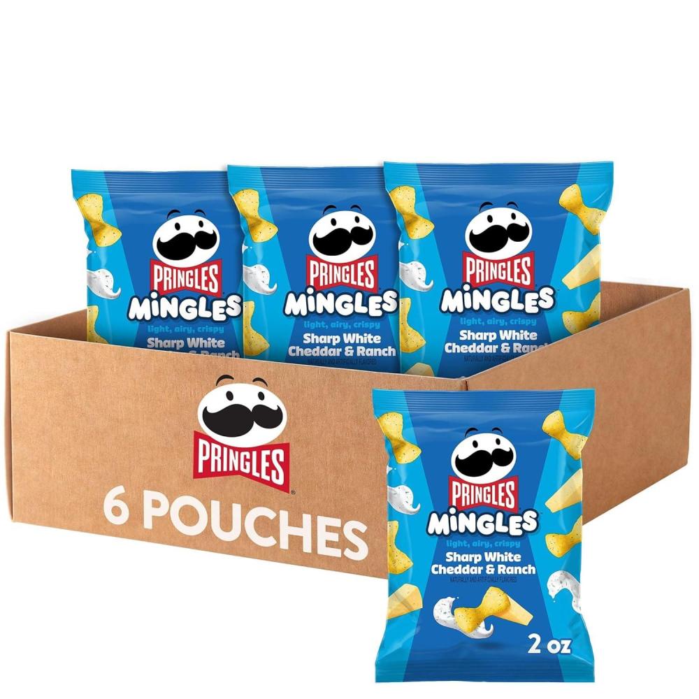 image:imagePringles Mingles Puffed Snacks Sharp White Cheddar and Ranch Cheese Puffs Salty Snacks 6 Bags