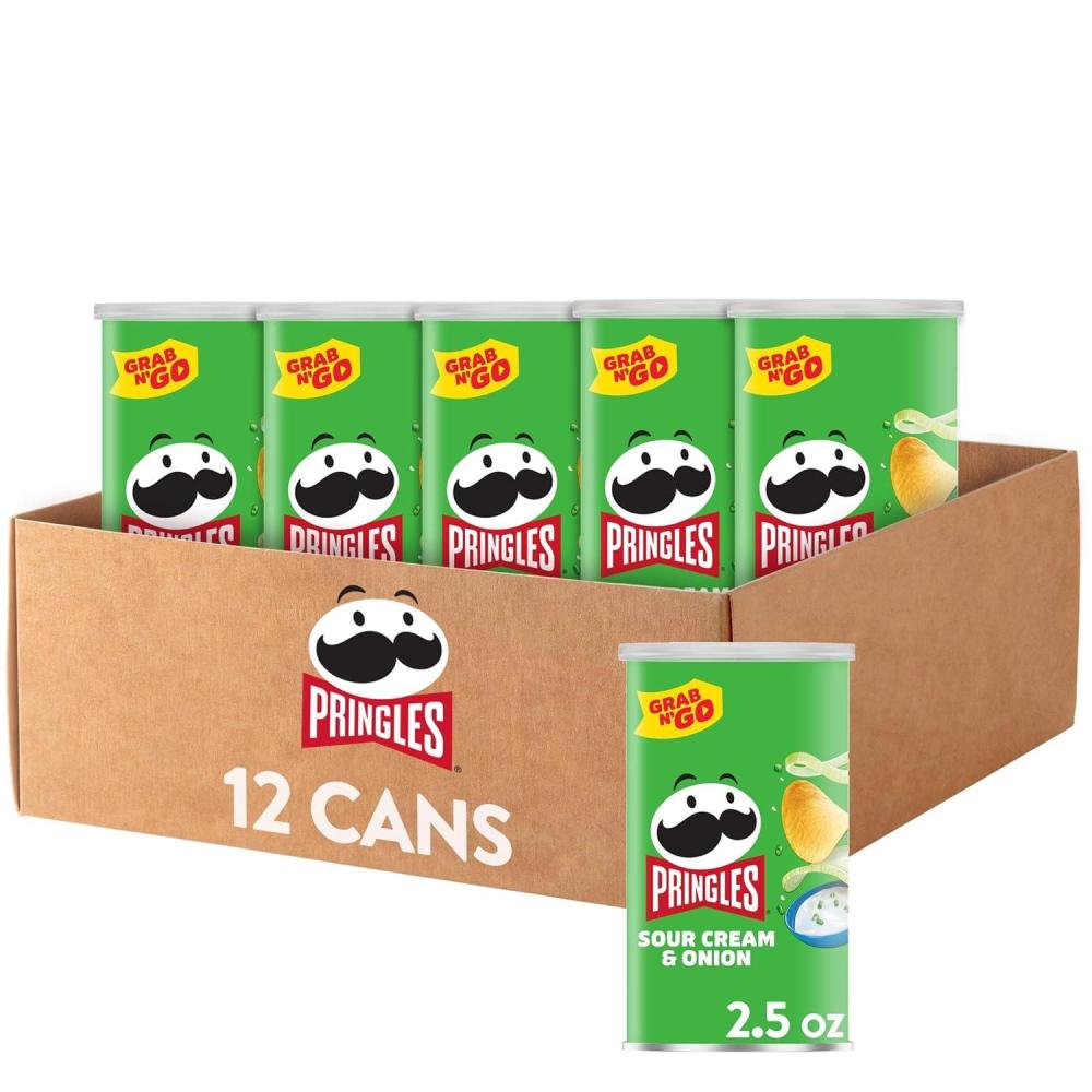 image:imagePringles Potato Crisps Chips Lunch Snacks OnTheGo Snacks Grab n Go Salt and Vinegar 12 CansSour Cream Onion