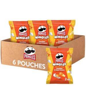 Pringles Mingles Puffed Snacks, Cheddar and Sour Cream, Cheese Puffs, Salty Snacks (6 Bags)(Cheddar & Sour Cream)