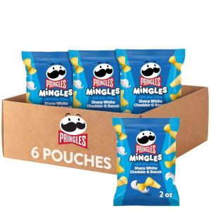 Pringles Mingles Puffed Snacks, Sharp White Cheddar and Ranch, Cheese Puffs, Salty Snacks (6 Bags)