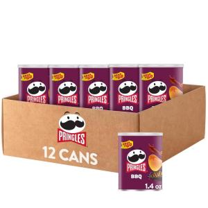 Pringles Potato Crisps Chips, Lunch Snacks, Office and Kids Snacks, Grab N’ Go, Sour Cream and Onion (12 Cans)(Barbecue)