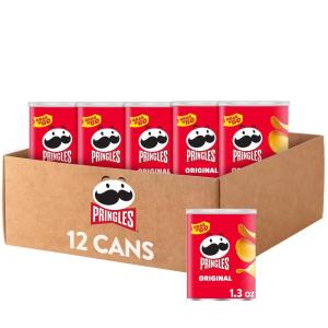 Pringles Potato Crisps Chips, Lunch Snacks, Office and Kids Snacks, Grab N’ Go, Sour Cream and Onion (12 Cans)(Original)