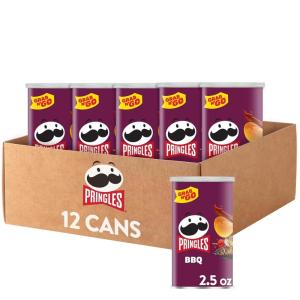 Pringles Potato Crisps Chips, Lunch Snacks, On-The-Go Snacks, Grab n’ Go, Salt and Vinegar (12 Cans)(Barbecue)