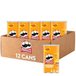 Pringles Potato Crisps Chips, Lunch Snacks, On-The-Go Snacks, Grab n’ Go, Salt and Vinegar (12 Cans)(Cheddar Cheese)