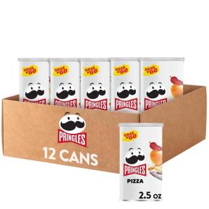 Pringles Potato Crisps Chips, Lunch Snacks, On-The-Go Snacks, Grab n’ Go, Salt and Vinegar (12 Cans)(Pizza)