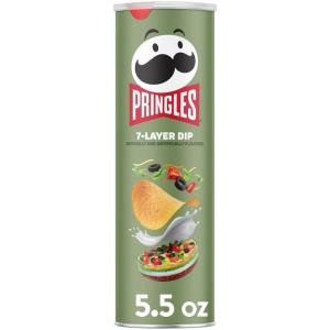 Pringles Potato Crisps Chips, Lunch Snacks, On-the-Go Snacks, 7-Layer Dip, 5.5oz Can (1 Can)​