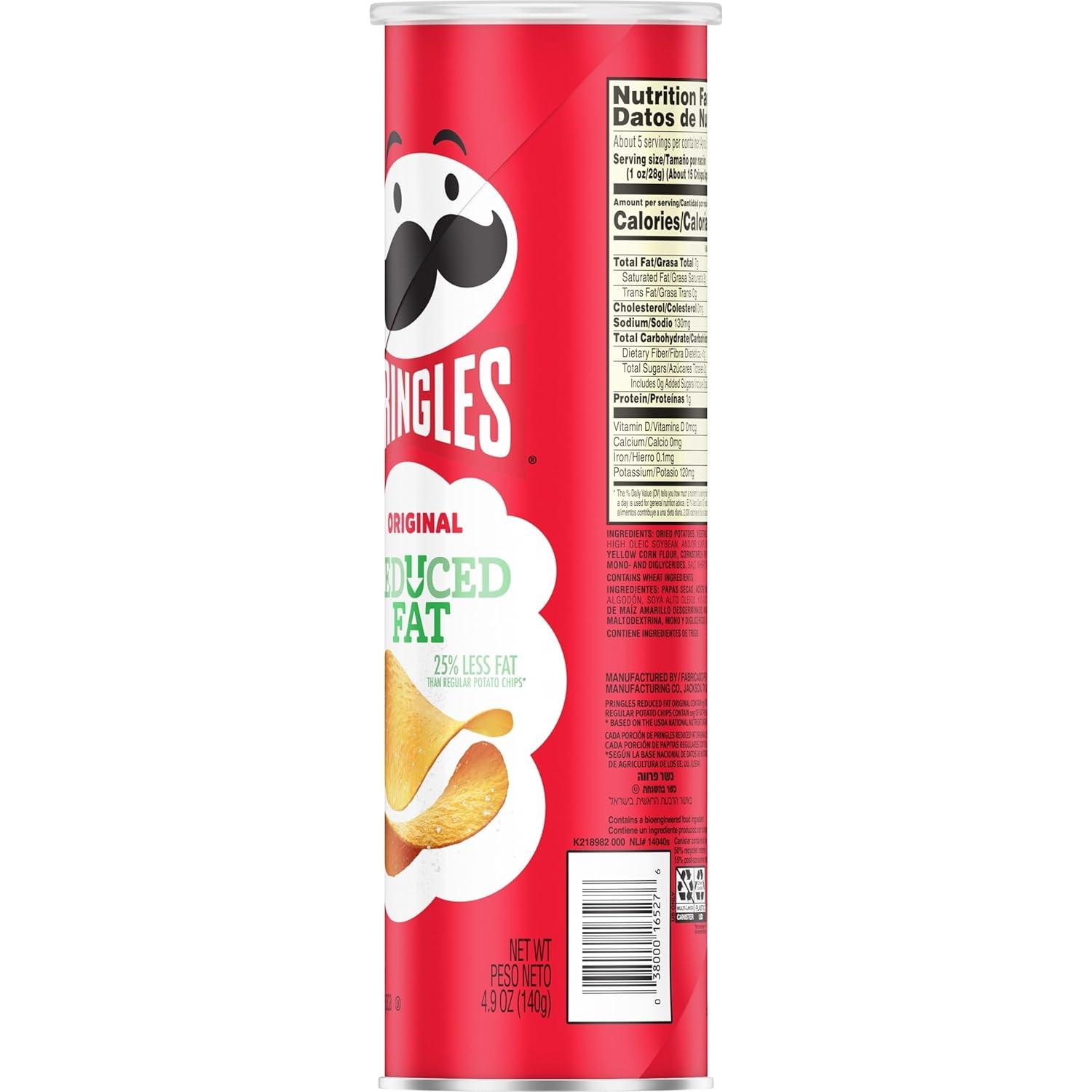 image:imagePringles Potato Crisps Chips Lunch Snacks ontheGo Snacks Reduced Fat 49oz Can 1 Can49 Ounce Pack of 4