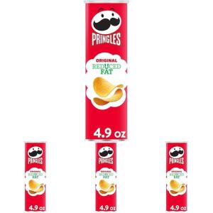 Pringles Potato Crisps Chips, Lunch Snacks, on-the-Go Snacks, Reduced Fat, 4.9oz Can (1 Can)(4.9 Ounce (Pack of 4))