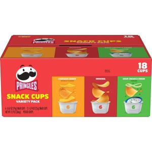Pringles Potato Crisps Chips, Lunch Snacks, Snack Cups, Variety Pack, 12.9oz Box (18 Cups)(3-Flavor Variety)