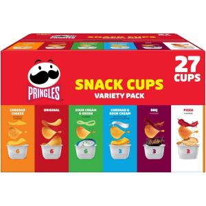 Pringles Potato Crisps Chips, Lunch Snacks, Snack Cups, Variety Pack, 12.9oz Box (18 Cups)(6-Flavor Variety)